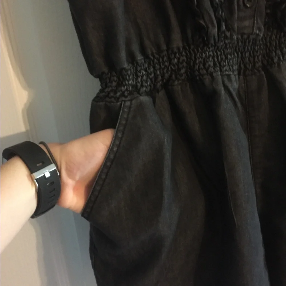 Cato Dark Denim Adjustable Spaghetti Strap Romper  Medium - Picture 4 of 16